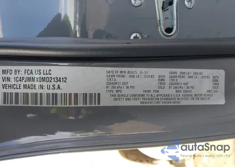 2021 Jeep Cherokee Latitude Lux 4X4 из США, поврежденный, VIN 1C4PJMMX0MD213412